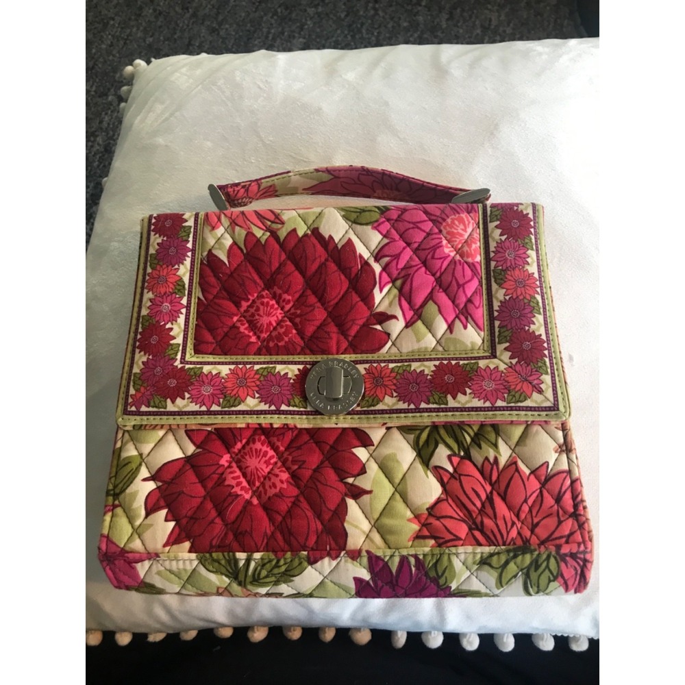 Vera Bradley Floral Hello Dahlia! Square Shoulder‎ Bag Lock Turn Pink Red Green